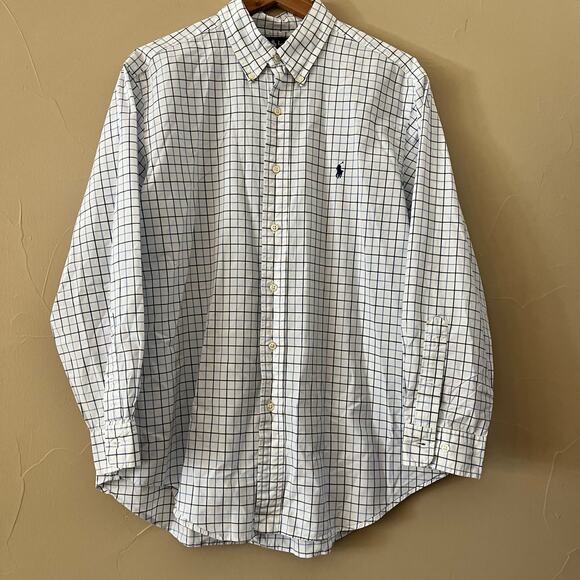 Ralph Lauren Men’s White Grid Classic Fit Dress Shirt: 16 1/2 | 32/33 - Picture 2 of 5
